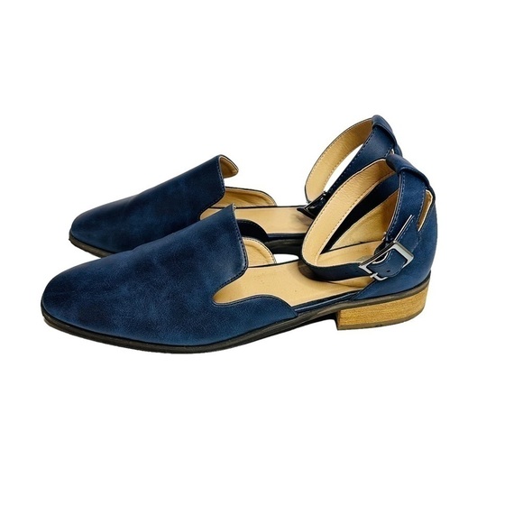 Journee Collection Loretta Sandals Navy Blue Faux Leather‎ Women's Size 11 - Picture 6 of 9
